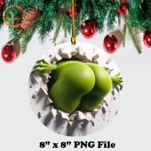 Funny Grinch 3D Ornament PNG, Merry Grinchmas PNG Sublimation Designs