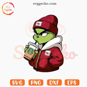Grinch Jacket Chiefs With Starbucks Coffee Cup SVG, Grinch KC Chiefs SVG PNG Digital Download