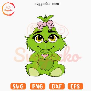 Baby Grinch Girl SVG, Cute Grinch SVG, Grinch Kids SVG, Christmas Baby SVG PNG Cricut