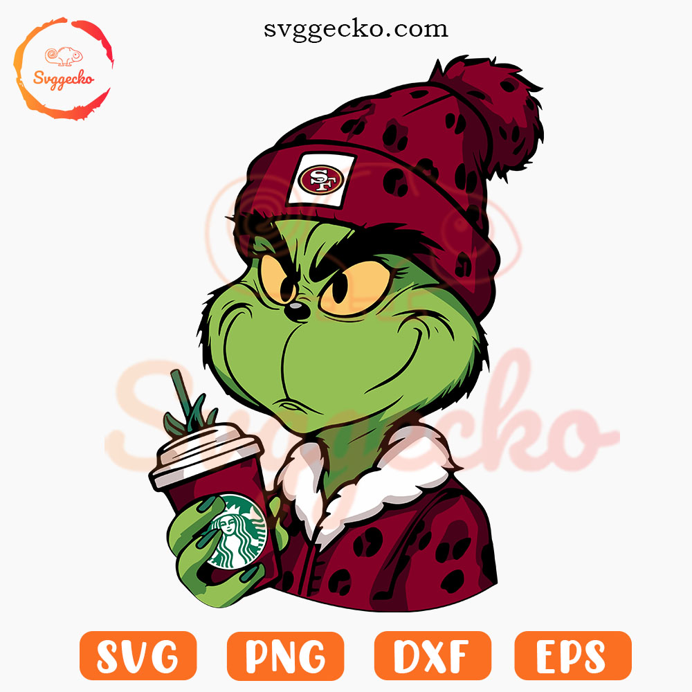 Grinch Leopard 49ers Starbucks SVG, San Francisco 49ers Grinch SVG PNG Cut Files