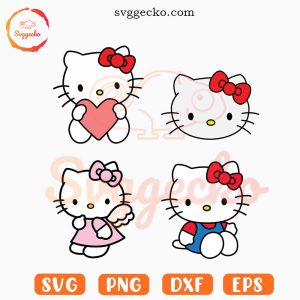 Hello Kitty SVG Bundle, Sanrio SVG, Kawaii White Cat SVG PNG Cut Files