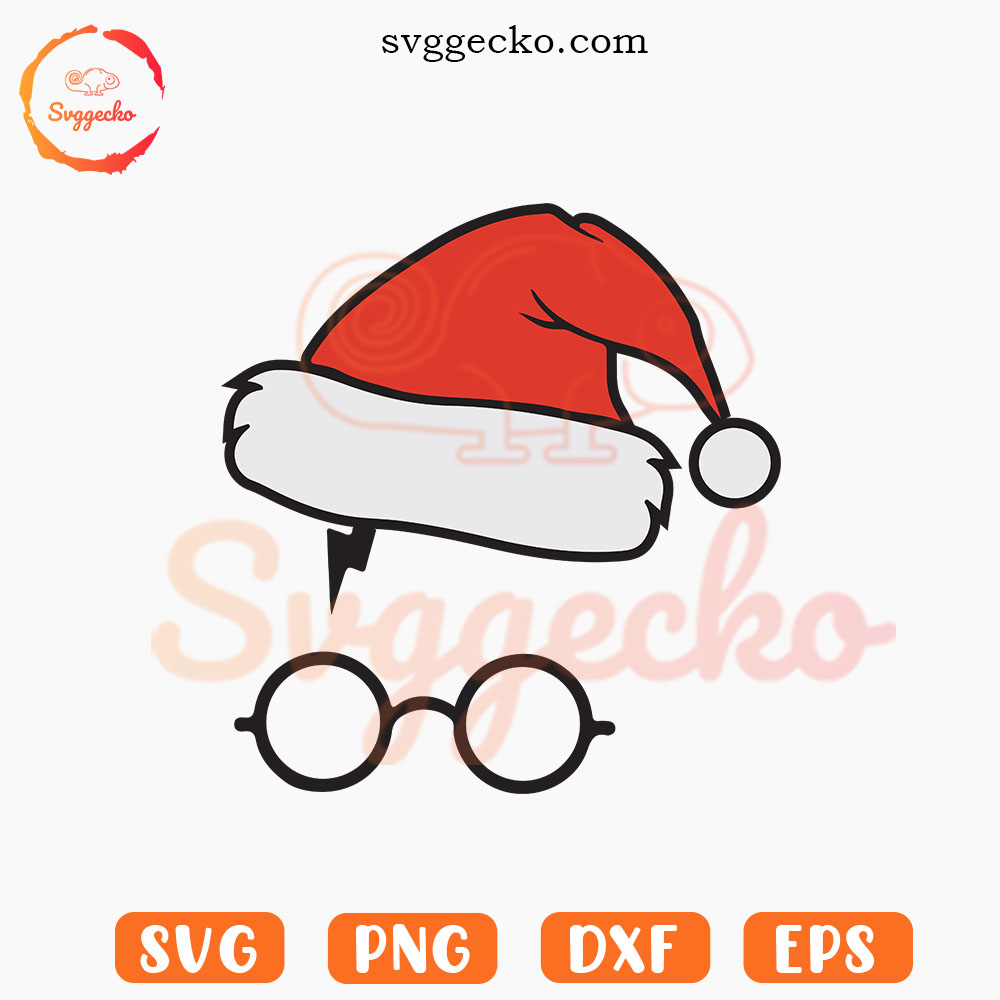 Harry Potter Xmas Hat SVG, Harry Santa SVG, Wizarding World Christmas