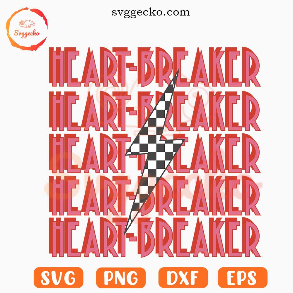 Heart Breaker Lightning Bolt Checkerd SVG, Anti Valentine SVG, Funny Valentine's Day SVG PNG Files