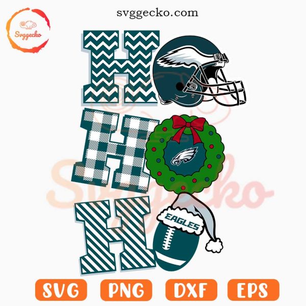 Ho Ho Ho Eagles SVG, Eagles Xmas Wreath SVG, Philadelphia Eagles Christmas SVG PNG Download