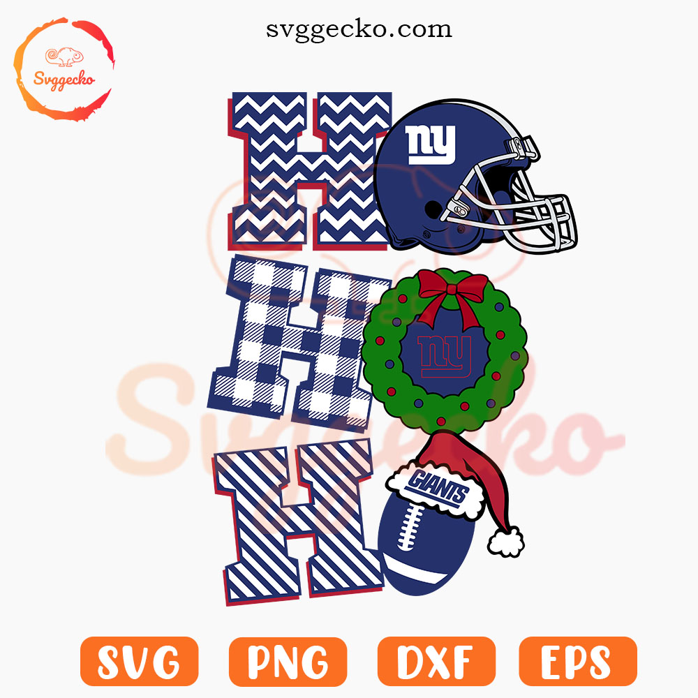 Ho Ho Ho Giants SVG, Giants Xmas Wreath SVG, New York Giants Christmas SVG PNG Cricut