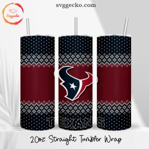 Texans Ugly Sweater Pattern 20oz Straight Tumbler Wrap PNG, Houston Texans Christmas Skinny Tumbler Designs