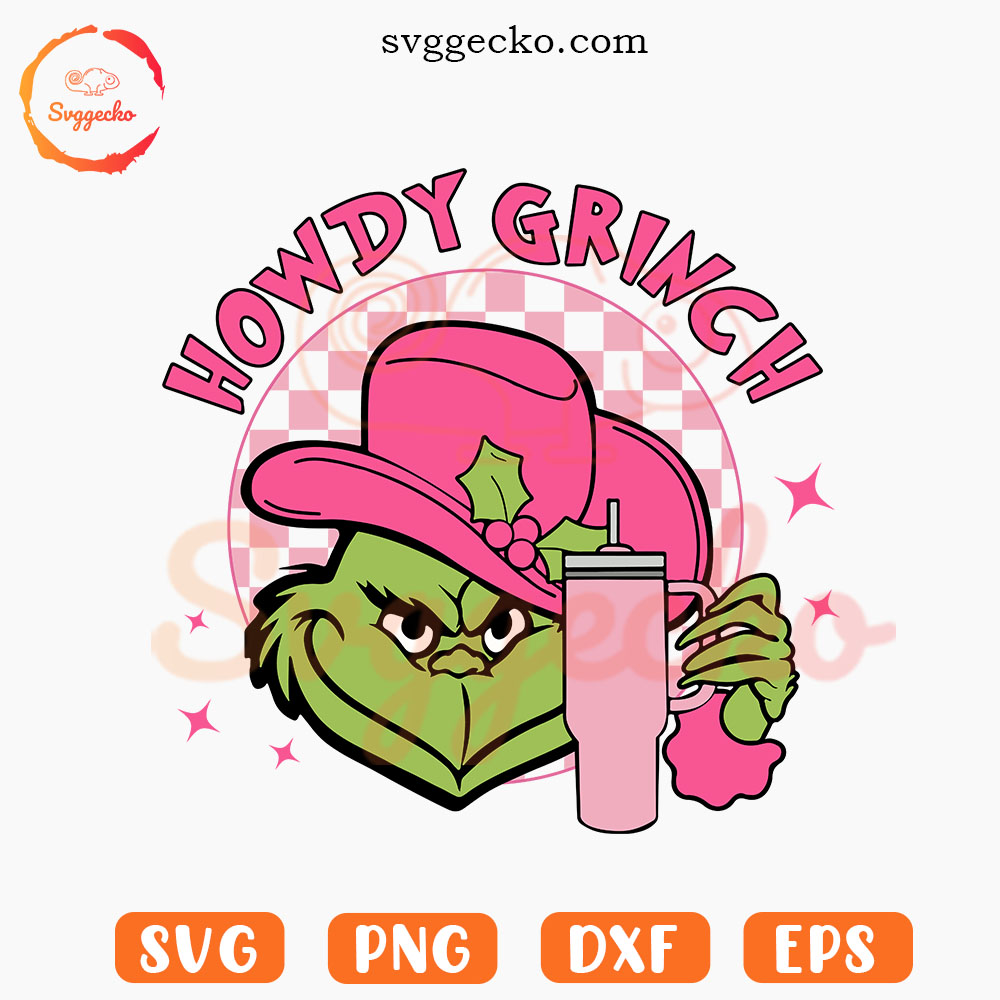 Howdy Grinch SVG, Grinch Cowboy Hat Bougie SVG, Funny Christmas Western SVG PNG Cut Files