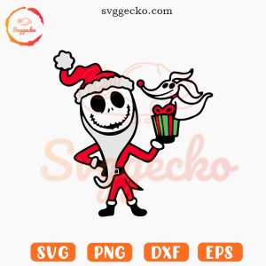 Santa Jack Skellington SVG, Jack And Zero Christmas SVG PNG Cut Files