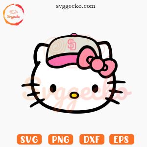 Hello Kitty Head Pink Padres SVG, Kawaii Cat San Diego Padres SVG PNG Digital Download