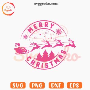 Merry Christmas Barbie SVG, Pink Doll Xmas SVG, Barbie Sleigh SVG PNG For Cricut