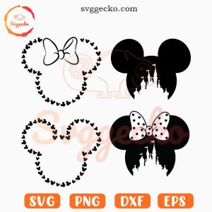 Mickey Minnie Ears SVG Bundle, Mouse Head SVG, Cute Disney SVG PNG Digital Download