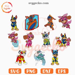 Paw Patrol Characters SVG Bundle, Zuma SVG, Mighty Pups SVG, Rocky Puppy SVG PNG Cricut