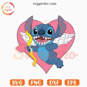 Stitch Cupid SVG, Heart SVG, Disney Happy Valentine's Day SVG, Funny Valentine Cupid SVG PNG