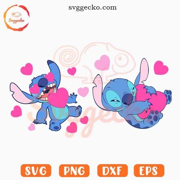 Stitch And Heart SVG, Disney Stitch Valentine's Day SVG PNG Cutting Files