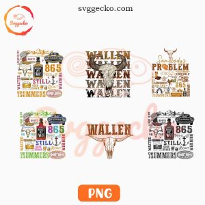 Wallen PNG Bundle, Bull Skull PNG, Somebody's Problem PNG, Country Music PNG Designs