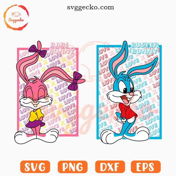 Buster And Babs Bunny SVG, Cute Tiny Toons SVG, Couple SVG PNG For Shirt