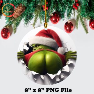 Grinch Butt Cracked Wall 3D Ornament PNG, Funny Grinch PNG, Xmas PNG Sublimation