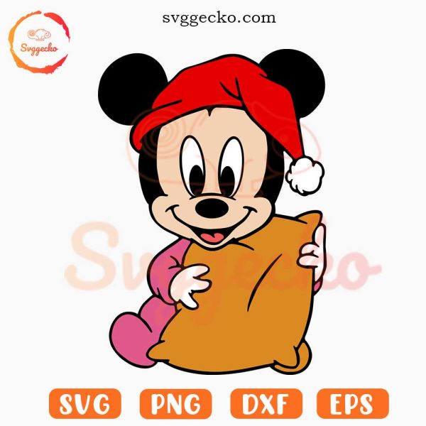 Baby Mickey Mouse Santa Hat SVG, Mickey Christmas SVG, Cute Merry Xmas SVG PNG