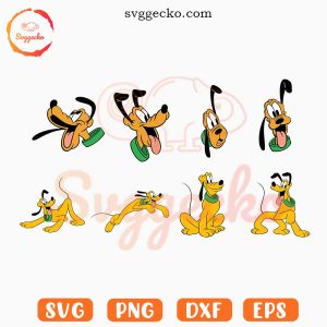 Pluto Dog SVG Bundle, Mickey's Pet SVG, Disney Cartoon Dog Character SVG PNG Files