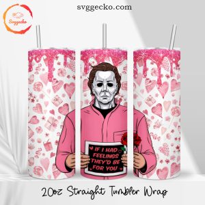 Michael Myers Mugshots Valentine 20oz Straight Tumbler Wrap PNG, Horror Valentine's Day Skinny Tumbler PNG