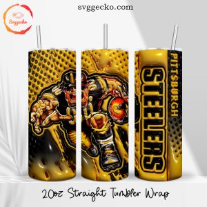 Pittsburgh Steelers Mascot 3D Puff 20oz Straight Skinny Tumbler Wrap PNG Downloads