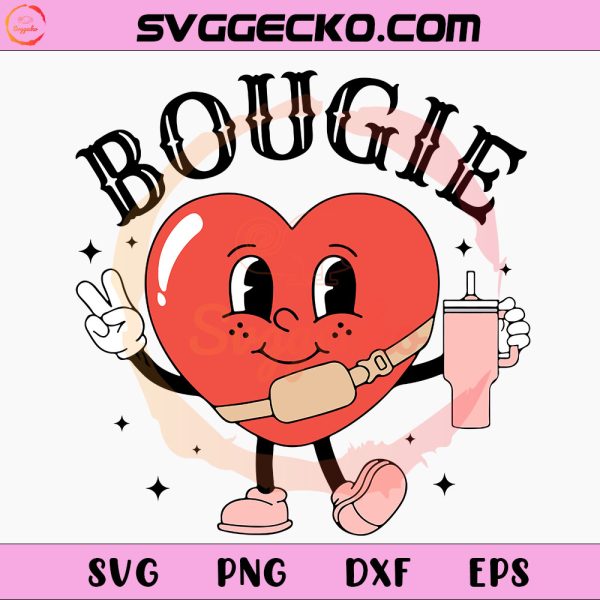 Bougie Valentine Heart SVG, Cute Heart Stanley SVG, Happy Valentine's Day 2024 SVG PNG Files