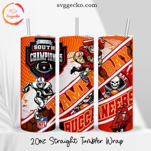 Buccaneers NFC South Champions 2023 20oz Straight Tumbler Wrap PNG, Tampa Bay Buccaneers 2023 Skinny Tumbler Downloads
