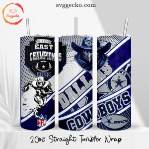 Cowboys NFC East Champions 2023 20oz Straight Tumbler Wrap PNG, Dallas Cowboys 2023 Skinny Tumbler Digital File