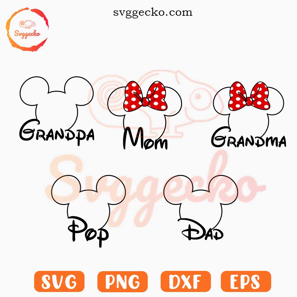 Disney Mouse Family SVG Bundle, Disney Mom And Dad SVG, Family Vacation SVG PNG Cricut