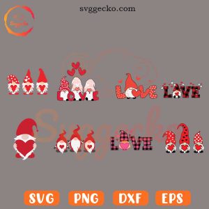 Gnomes Valentine SVG Bundle, Cute Lover SVG, Gnome Love SVG PNG Cut Files