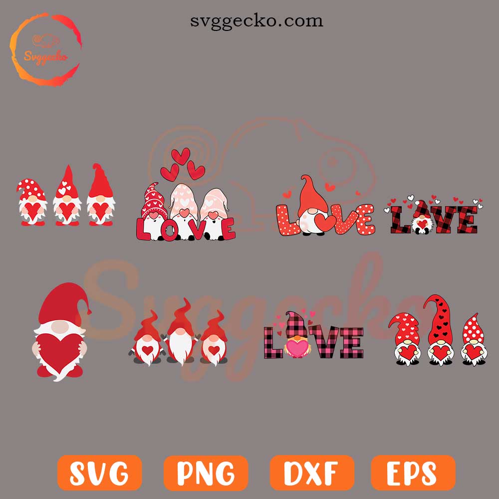 Gnomes Valentine SVG Bundle, Cute Lover SVG, Gnome Love SVG PNG Cut ...