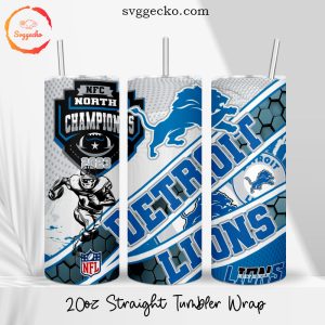 Lions NFC North Champions 2023 20oz Straight Tumbler Wrap PNG, Detroit Lions 2023 Skinny Tumbler Digital Download