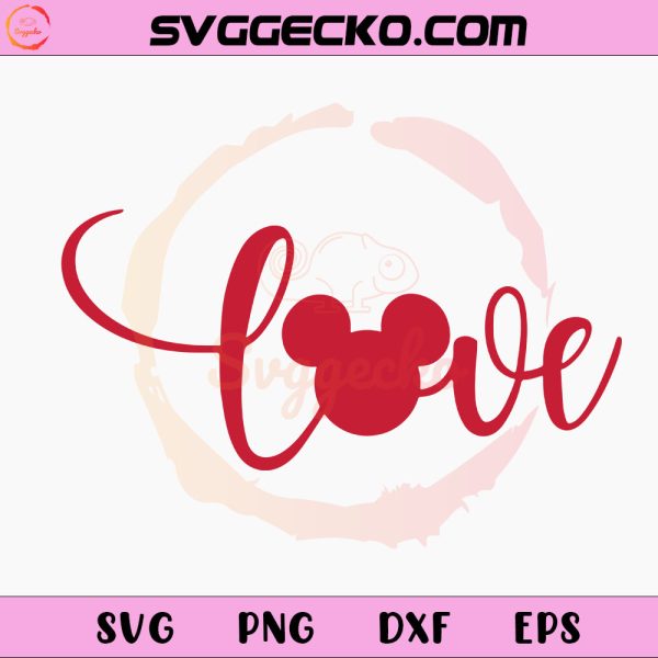 Mickey Head Love SVG, Disney Valentine SVG, Mickey Mouse Happy Valentine's Day SVG PNG Cricut