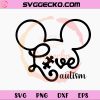 Love Autism Mickey Mouse Head SVG PNG Files For Cricut