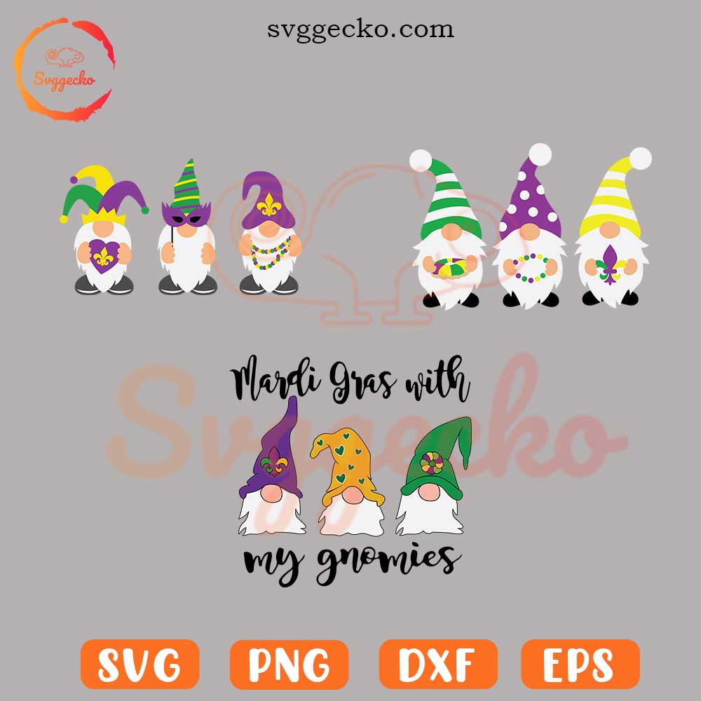 Mardi Gras Gnomes SVG Bundle, Mardi Gras With My Gnomies SVG PNG Digital Download