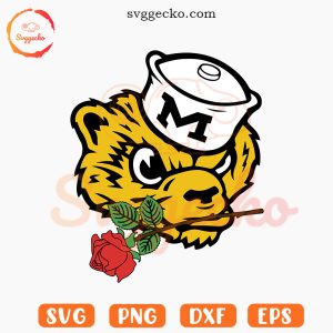Michigan Wolverines Mascot With Rose SVG, Michigan Wolverines Rose Bowl 2024 SVG