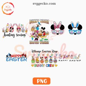 Mickey And Friends Happy Easter PNG Bundle, Disney Easter Day PNG, Mickey Egg Hunting PNG