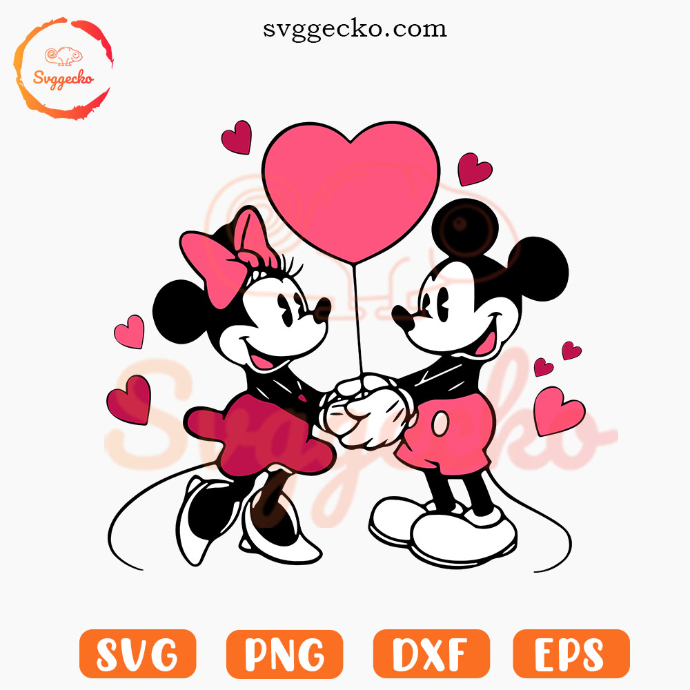 Mickey And Minnie Valentine SVG, Disney Mouse Couple SVG PNG Cut Files