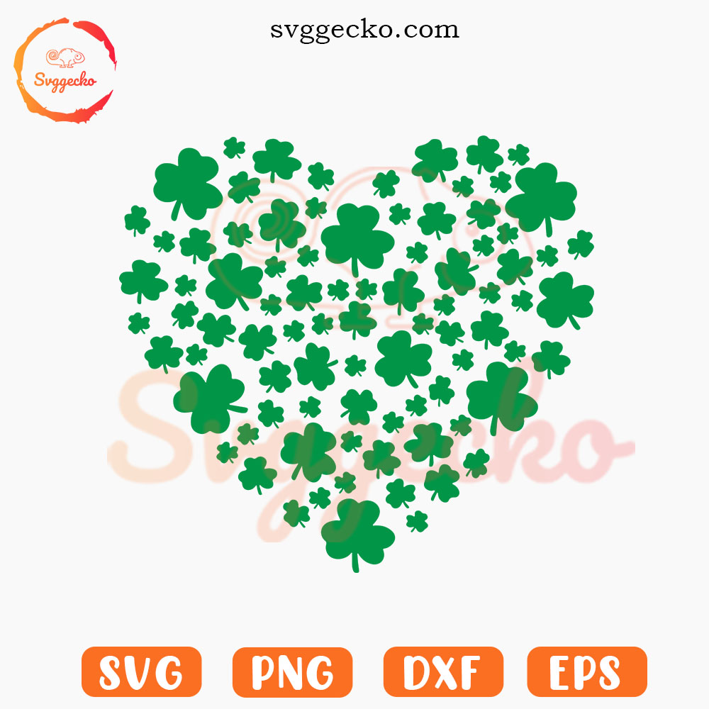 Shamrock Heart SVG, Clover Leaf SVG, St Patricks Day Love SVG PNG Cut Files