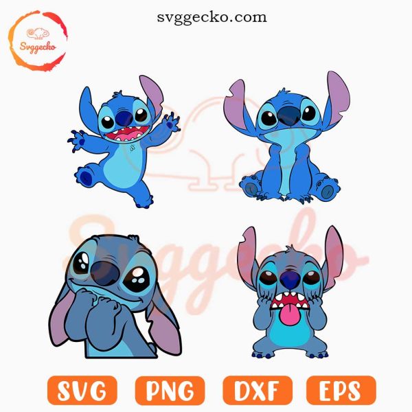 Stitch SVG Bundle, Lilo And Stitch SVG, Disney Blue Alien SVG PNG Digital Download