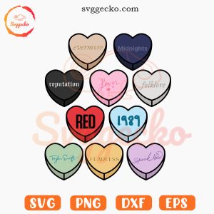 Taylor Swift Conversation Hearts SVG, Swifties Valentine's Day SVG PNG Cut Files