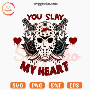 Jason Voorhees You Slay My Heart SVG, Horror Valentine SVG, Funny Spooky Love SVG PNG Cricut