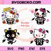 Hello Kitty Skeleton Black Cat SVG, Hello Kitty Halloween SVG, Kawaii Skeleton Halloween SVG Bundle