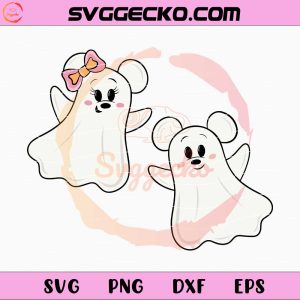 Cute Halloween Ghost Disney SVG, Mickey Ghost Halloween SVG, Minnie Halloween SVG