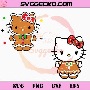 Cute Hello Kitty Gingerbread SVG Bundle, Hello Kitty Christmas, Gingerbread Christmas SVG PNG