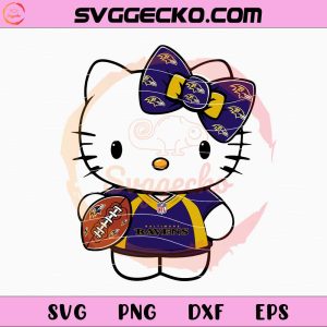 Hello Kitty Baltimore Ravens SVG, Hello Kitty Football Teams SVG, Hello Kitty NFL Teams SVG PNG
