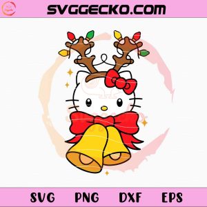 Hello Kitty Reindeer Christmas Bells SVG, Hello Kitty Christmas SVG, Sanrio Reindeer Christmas SVG