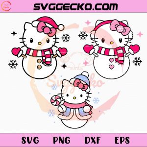 Hello Kitty Snowman Christmas SVG Bundle, Hello Kitty Christmas SVG Bundle