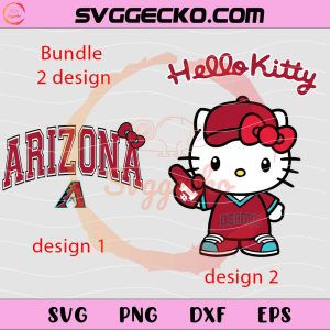 Hello Kitty X Arizona Diamondbacks SVG, Hello Kitty Baseball SVG, Hello Kitty MLB Logo SVG PNG