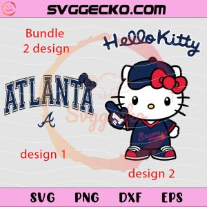 Hello Kitty X Atlanta Braves SVG, Hello Kitty Baseball SVG, Hello Kitty MLB Logo SVG PNG